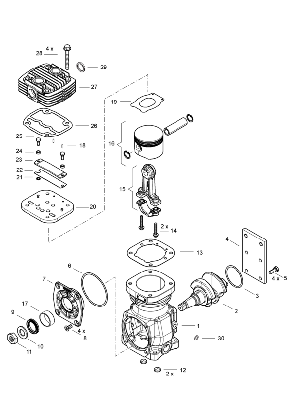 Single-Cylinder compressor, foot mounted - 4111416400
