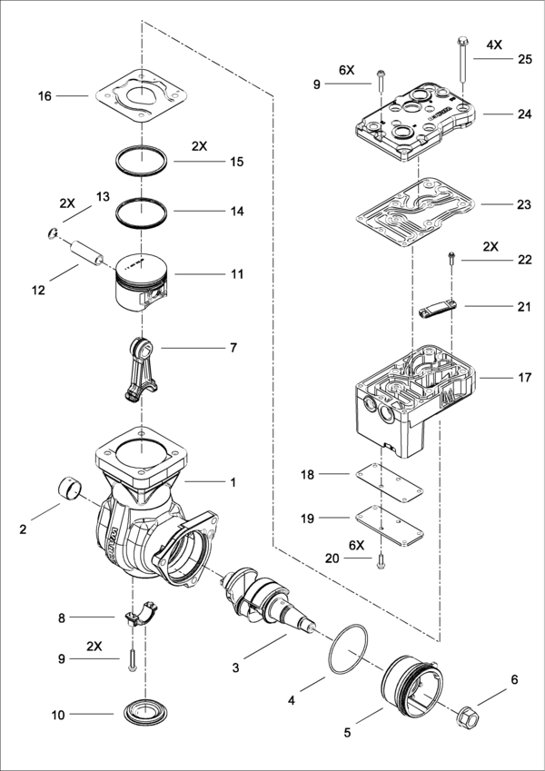 Single-Cylinder compressor, flange mounted - 4123520030