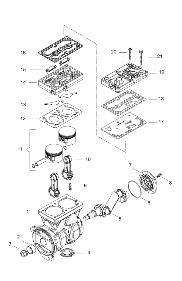 Twin-Cylinder compressor, flange mounted - 4127040140