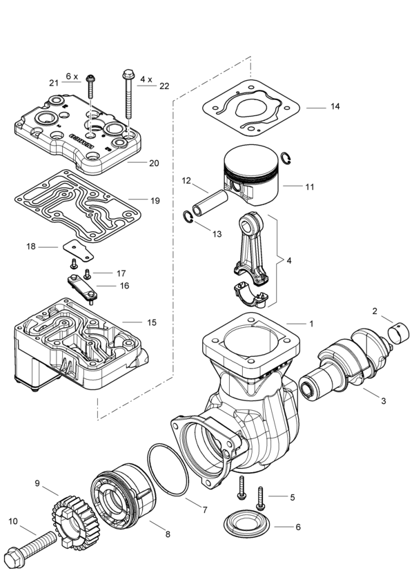 Single-Cylinder compressor, flange mounted - 9121160000