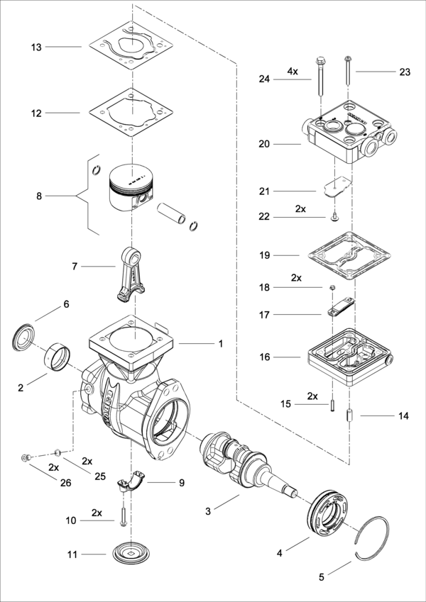 Single-Cylinder compressor, flange mounted - 9121250000
