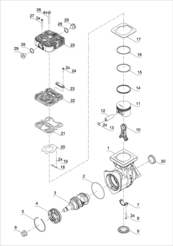 Single-Cylinder compressor, flange mounted - 9121260020