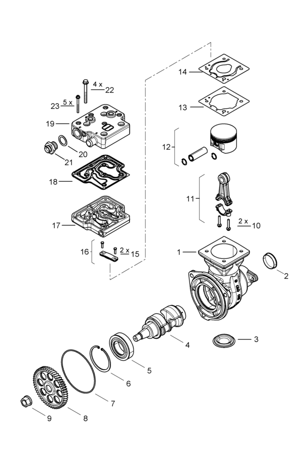 Single-Cylinder compressor, flange mounted - 9121500010