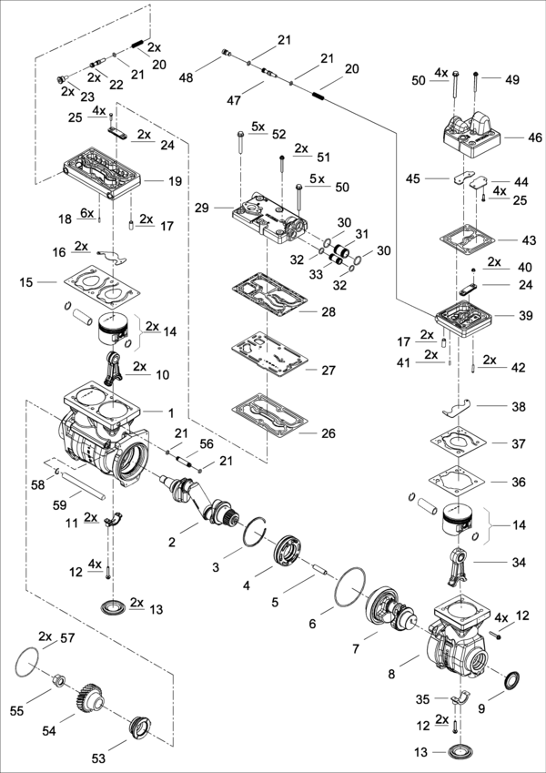 Special Triple Cylinder compressor, flange mounted - 9125103030