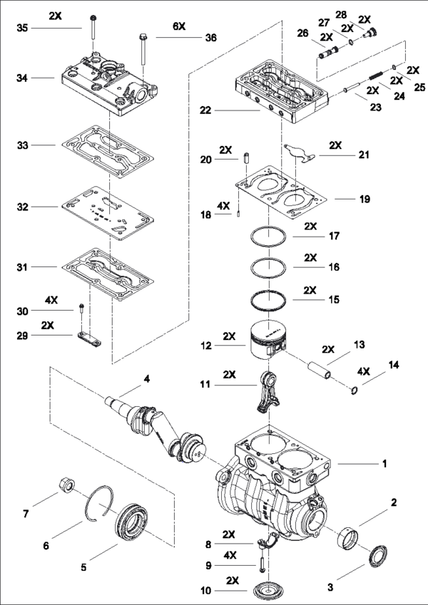 Twin-Cyl.Compressor 636cc,flangemounted - 9125120310