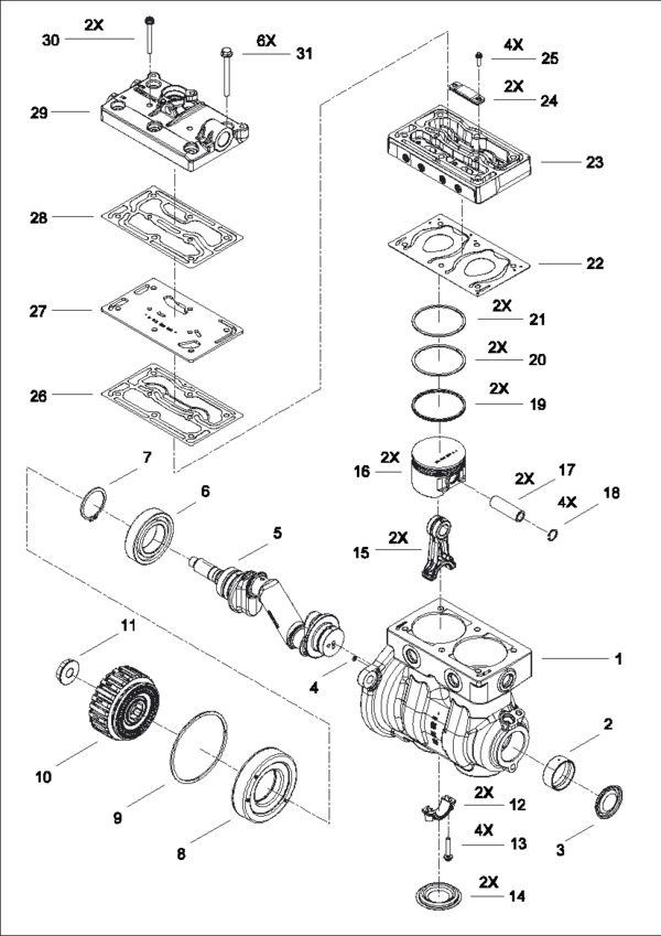 Twin-Cyl.Compressor 636cc,flangemounted - 9125120320
