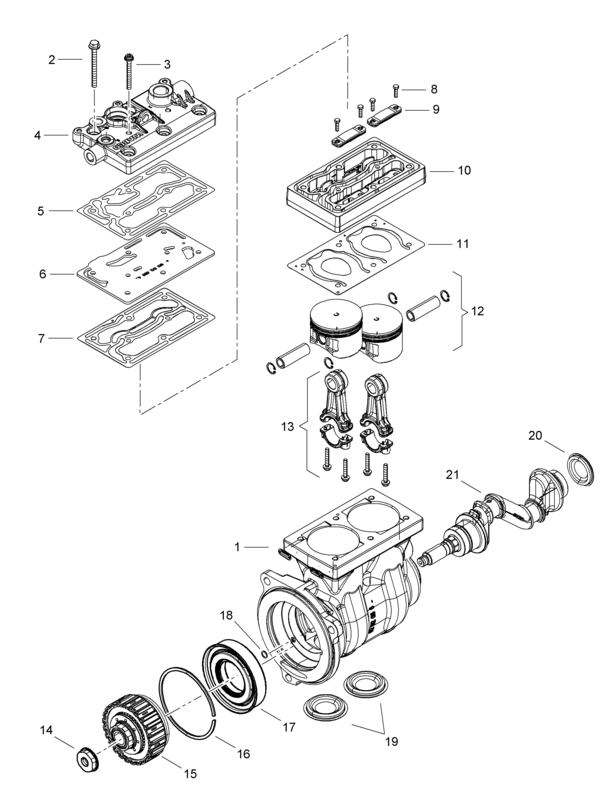 Twin-Cylinder compressor, flange mounted - 9125120330